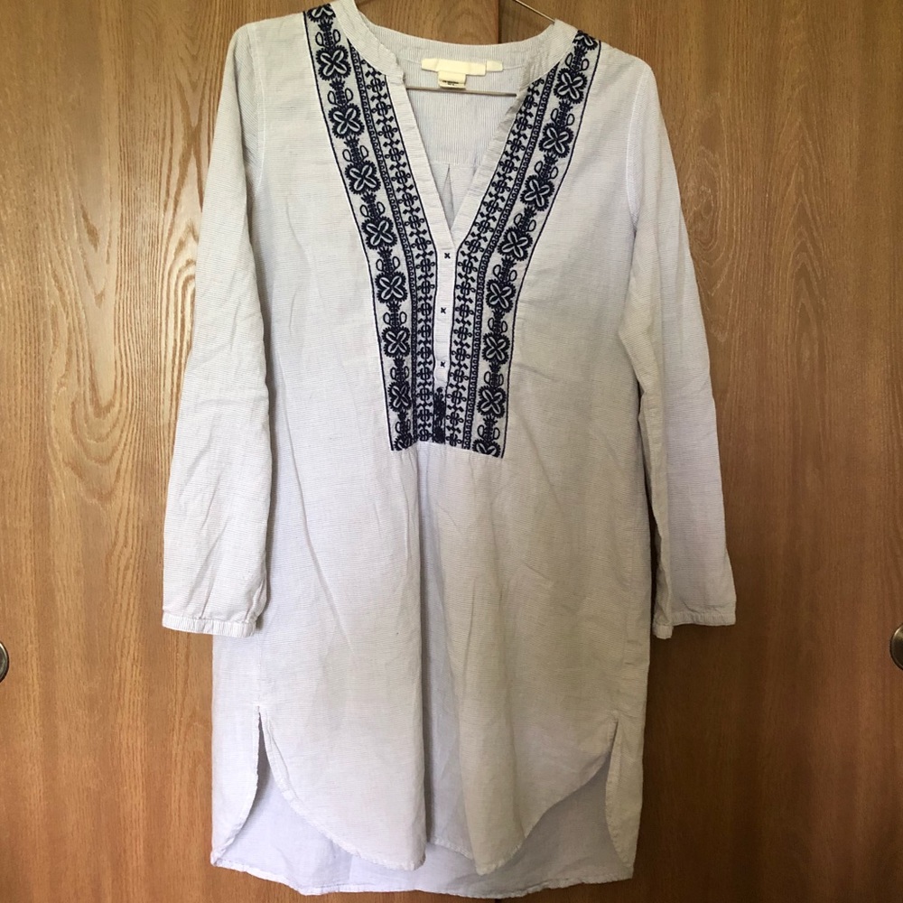 H&M Blue Embroidered Shift Dress
